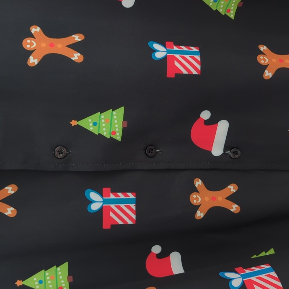 NWT MOLOKAI SURF Black Christmas Anthem Pattern  Men’s  Short Sleeve Shirt M